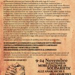9-24 novembre: Settimane di solidarietà alle anarchiche e anarchici sotto processo