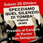 26 ottobre: Presidi sotto le carceri di Parma e San Gimignano