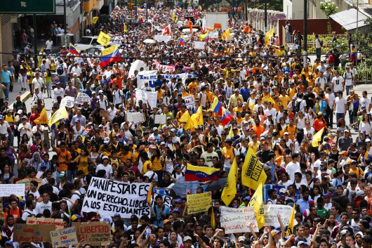 Opposition supporters demonstrate against Venezuela's President Nicolas Maduro's government in Caracas